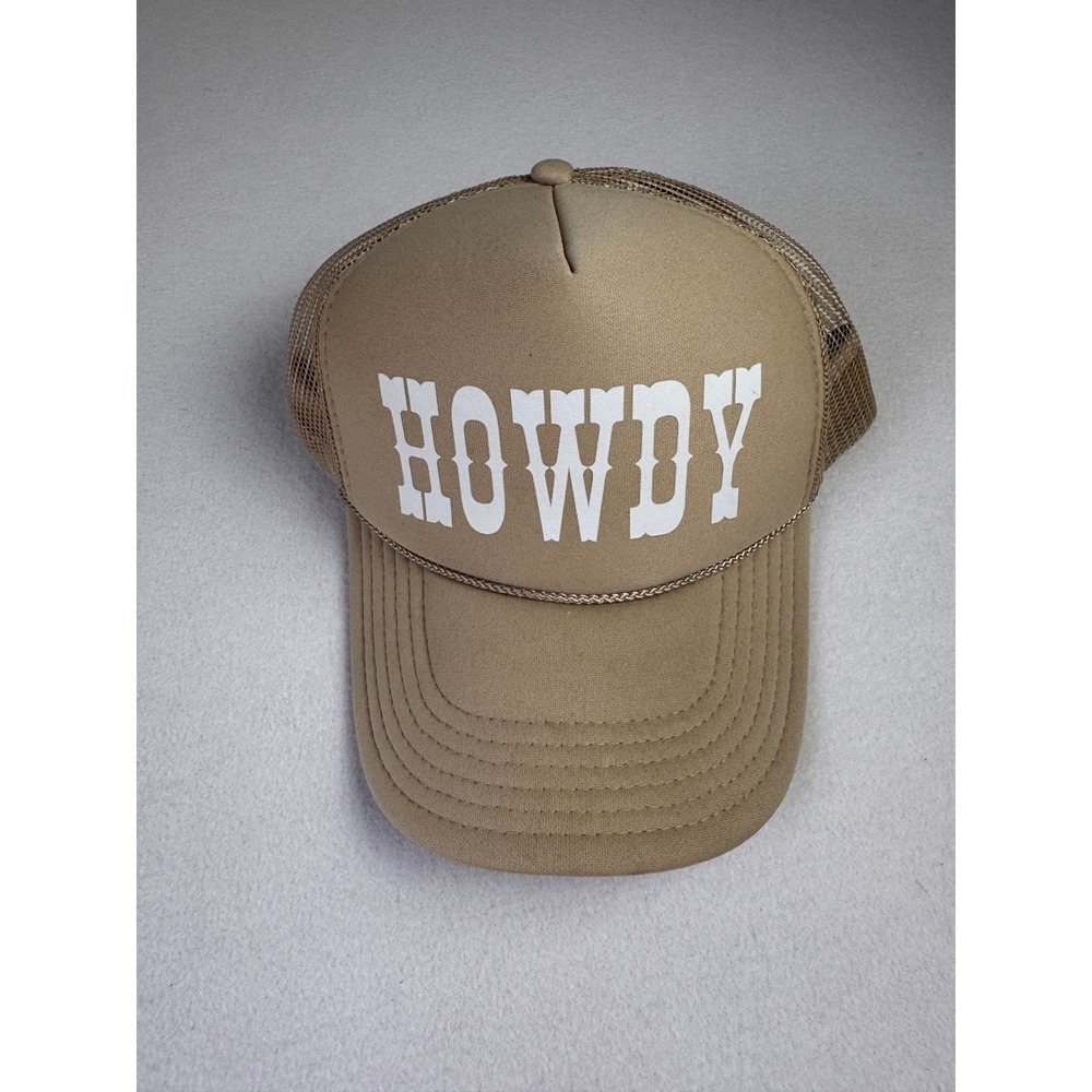 OTTO Tan HOWDY Western Trucker Hat Mesh Snapback Cowboy Rodeo Cap